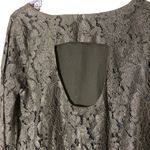 Chaser Gray Lace Eyelash Trim Cut Out Office Attire Formal Blouse Women SZ M Photo 5