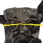 ASOS LUXE Black Velvet Bow Detailed Draped Long Sleeve Mini Dress Size 4 EUC Photo 7