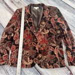 Talbots Vintage  Velvet Multicolor Paisley Blazer | Cotton-Silk Photo 8