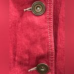 D & Co Red Denim Floral Print 3 Button Jacket. 2 Small Front Pockets Sz 3X. Photo 1