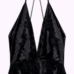 ZARA  Velvet Mini V-Neck Dress Spaghetti Straps Front Knot Style Black XS NEW Photo 3