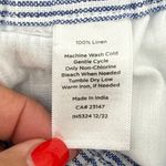 Talbots  Medium Blue White Stripe Linen Wide Leg Ankle Pants Drawstring Cuffed Photo 6