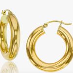 Boutique NEW Large Women’s 18k Gold Filled‎ 22mm Tubular Chunky Hoop Earrings Photo 3