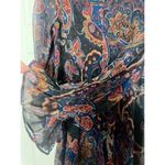 ZARA  Black Chiffon Floral Paisley High Neck Long Sleeve Mini Dress Size S Photo 8