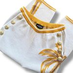 Retrofête Pera Knit White Yellow Palm Tree Knit Ankle Cropped Pants Photo 2