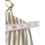 American Eagle  Gray White Striped Rouched Bow Deep V-neck Textured Romper XL Photo 10