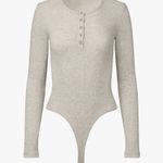 Revolve Weworewhat Crew neck Henley Bodysuit ribbed heather grey size S NWT Photo 7