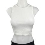 ZARA White Ribbed Knit High Neck Fitted Stretch Chic Cropped Tank Top Size L Photo 0