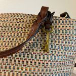 Fossil  Multi Colored Woven Brown Leather Top Handle Crossbody Medium Bag Photo 1