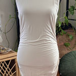 Aritzia  Babaton Beige Ruched Racerback Bodycon Mini Dress Photo 0
