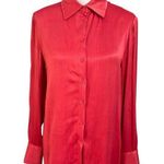Atoir Satin Button Down Blouse Red Long Sleeve Women’s Size XS Photo 0
