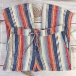 Keren Hart Striped Wide Leg Drawstring Waist Wide Leg Cropped Pants Size Medium Photo 0