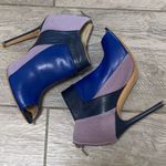 BCBGMAXAZRIA  Nicoletta Blue & Gray Colorblock Leather Peep Toe Booties size 36 Photo 3