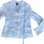 Eileen Fisher White Irish Linen Blazer Jacket Shaket Size Medium Photo 4