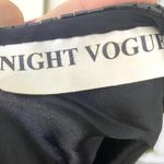 00s NIGHT VOGUE Vintage Black Beaded Silk Knee Length Short Sleeve Dress Size M Photo 4