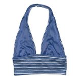 H&M Divided  Striped Knit Halter Y2k Aesthetic Crop Beach Style Top Blue white sm Photo 1