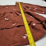 Madewell Amie Floral Embroidered Brown Floral Puff-Sleeve Peplum Top sz Medium Photo 7