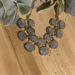 Apt. 9  Gold Tone Statement Necklace Two Rows of Druzy Shimmering Disc Photo 5