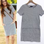 Madewell Dockside T-shirt Short Sleeve Striped Boxy Dress Navy Blue XS Nautical Photo 0