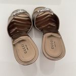 Gucci Marmont EU 37 US 7 Crystal GG Rose Gold Sandals Heels Metallic Nappa New Photo 5
