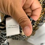 Saloni puff sleeves lea silk ink tiger mini wrap‎ dress size 4 mob wife Yellow Photo 7