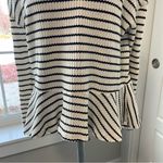 We The Free Free People White and Black Auntie Em Waffle Knit Peplum Long Sleeve Photo 6