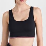 Outdoor Voices  Seamless Rib Longline Bra in Black/Pink Large Photo 0