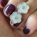 Anthropologie 18K Pearlized Clover Stud Earrings Photo 0