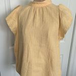 joe's jeans Joe’s Jeans Gauze Flutter Sleeve Mock Neck Top Apricot Yellow Size S Photo 0