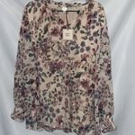NWT AUTRES FILLES WO SIZE 2X FLORAL GOLD METALLIC THREADS LINED SHEER BLOUSE Photo 5