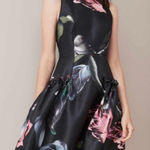 Ted Baker  Sarahe Satin Jacquard Eden Floral Dress Black US 6 Photo 0