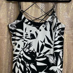 EXPRESS  Women’s Medium Black White Contrast Lined Strappy Tank Top Shirt NWT Photo 0