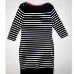 Ralph Lauren Dress Knit Sweater Women Medium Stripe Black/White 3/4 Sleeves Photo 0
