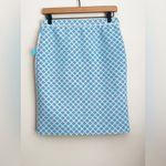 J. McLaughlin  blue geometric paisley pencil skirt Catalina cloth reversible S Photo 1