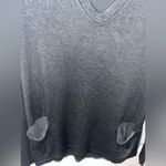 Tempo Paris Italy Women’s V-neck Clear Sequin Back Gray Fuzzy Sweater Pocket Sm Photo 11