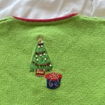 Tiara International Vintage 90s Y2K Womens Girls Full Zip Sweater Christmas Holiday Santa Green Photo 9
