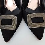 Vintage 80s Maximalist Shoe Clips Brushed Gold textured metal Photo 1