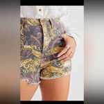 We The Free  paisley curvy high waisted chino fall shorts caaual denim boho $98 Photo 2