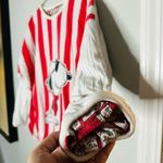 Vintage Red White Striped Double Sided Snoopy Reversible Sweatshirt Size Large Photo 6