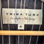 Trina Turk  Pinstripe Fitted Blazer Jacket Size 4 Two Button Career Workwear Photo 2