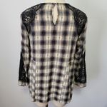 ZARA  plaid lace contrast babydoll blouse size medium Photo 5