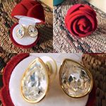 Trifari  Vintage Gold Crystal Tear Drop Earrings Photo 1