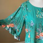 LC Lauren Conrad LAUREN CONRAD | Green Floral Blouse Sz L Photo 23