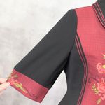 Womens Embroidered Asian Style Jacket Size 40 US M Floral Kimono Tang Feminine Red Size M Photo 3