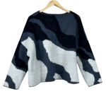 VICI Sweater Womens S Gray Black Fuzzy Abstract Boxy Boat Neck Artsy Indie 90s Photo 3