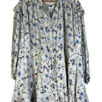 Free People Floral Print Smocked Shirtdress Tunic Top Ivory Blue XS Photo 0