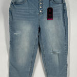 No Boundaries  Mom Jeans Womens 19 Blue Denim Stretch High Rise Slim Distressed Photo 0