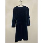 FRNCH  Paris Wrap Dress Size Small Velvet Long Sleeve Black Blue Preppy Winter Photo 9