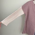 BiBi Faux Cable Knit Color Block Long Sleeve Split Neck Oversized Top Size‎ M Blue Size M Photo 3
