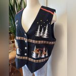 Vintage Embroidered Holiday felt Vest L Grandma Core Black Size L Photo 4